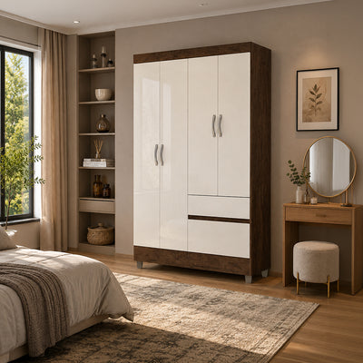 Clóset Ideal 4 Puertas 2 Cajones Crema