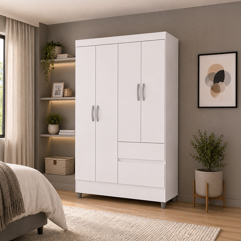 Clóset Ideal 4 Puertas 2 Cajones Blanco
