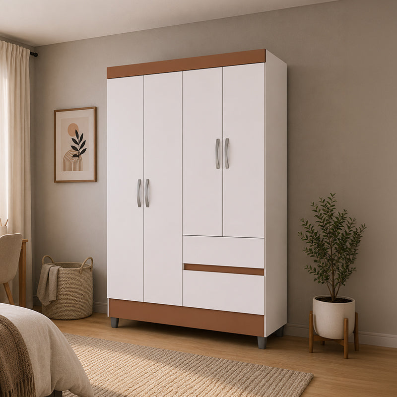 Clóset Ideal 4 Puertas 2 Cajones Blanco