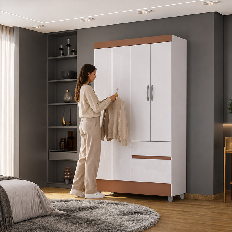 Clóset Ideal 4 Puertas 2 Cajones Blanco