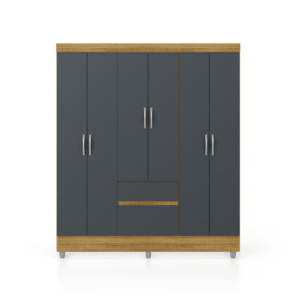 Clóset Ideal 6 Puertas Y 2 Cajones Gris
