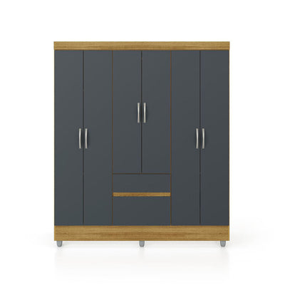 Clóset Ideal 6 Puertas Y 2 Cajones Gris