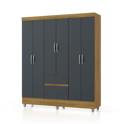 Clóset Ideal 6 Puertas Y 2 Cajones Gris