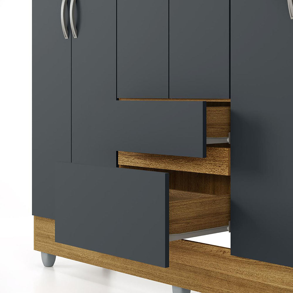 Clóset Ideal 6 Puertas Y 2 Cajones Gris