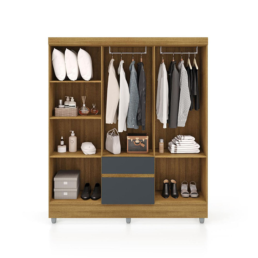Clóset Ideal 6 Puertas Y 2 Cajones Gris