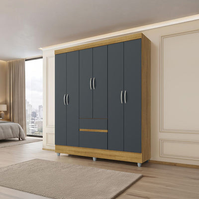 Clóset Ideal 6 Puertas Y 2 Cajones Gris