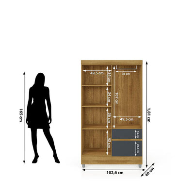 Clóset Ideal 4 Puertas 2 Cajones Gris