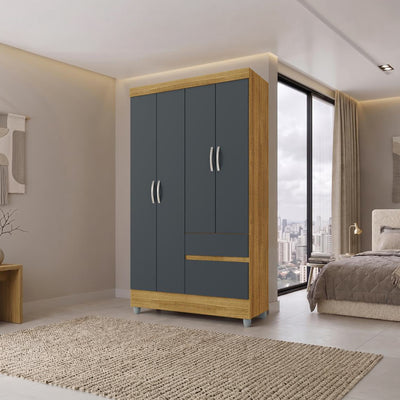 Clóset Ideal 4 Puertas 2 Cajones Gris