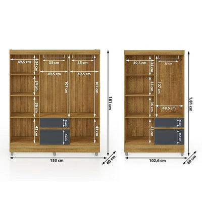 Set Closet Ideal 6 Puertas + 4 Puertas Gris
