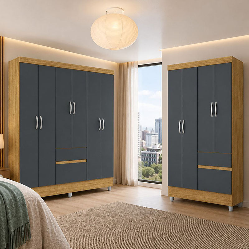 Set Closet Ideal 6 Puertas + 4 Puertas Gris