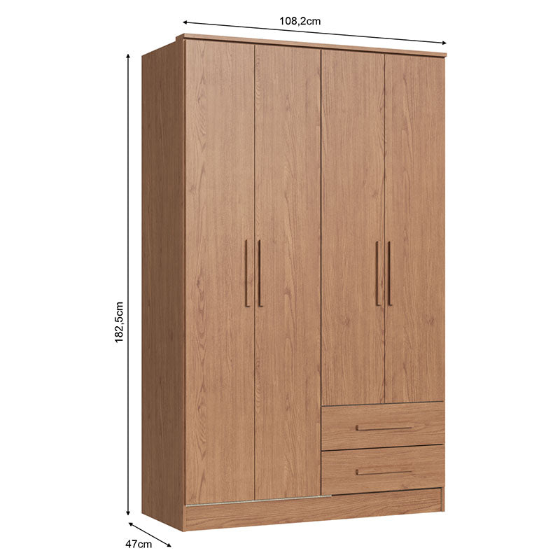 Closet Pequim 4 Puertas 2 Cajones Café