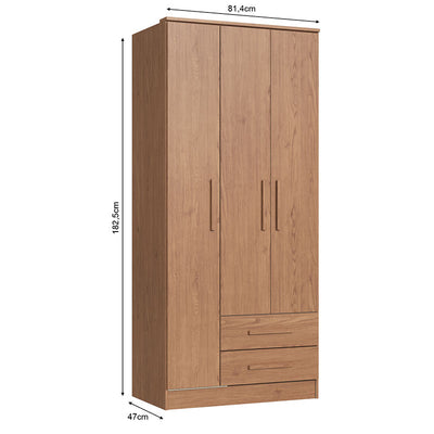 Closet Pequim 3 Puertas 2 Cajones Café