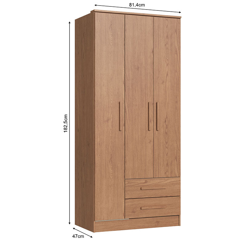 Closet Pequim 3 Puertas 2 Cajones Café