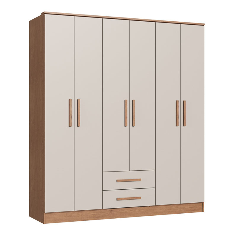 Closet Pequim 6 Puertas 2 Cajones Beige