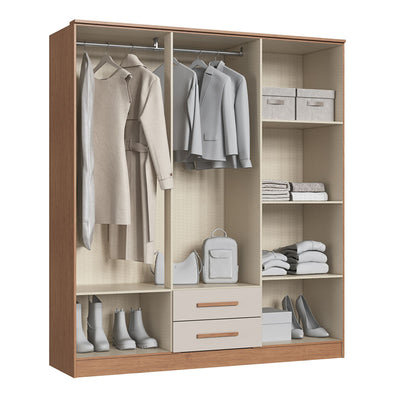 Closet Pequim 6 Puertas 2 Cajones Beige
