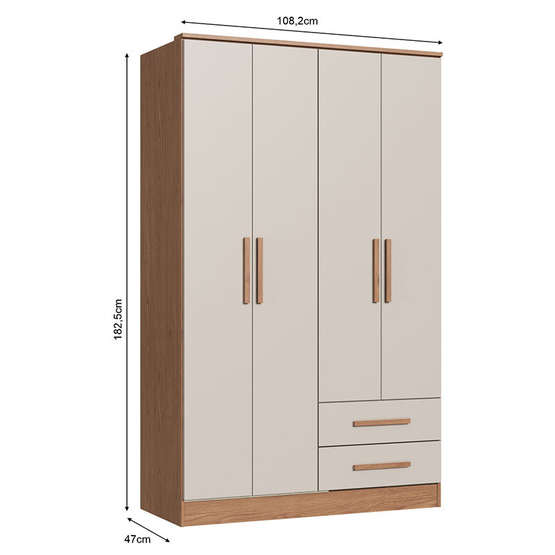 Closet Pequim 4 Puertas 2 Cajones Beige