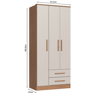 Closet Pequim 3 Puertas 2 Cajones Beige