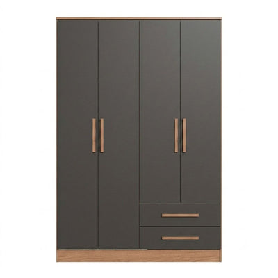 Closet Pequim 4 Puertas 2 Cajones Gris Oscuro