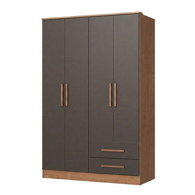 Closet Pequim 4 Puertas 2 Cajones Gris Oscuro