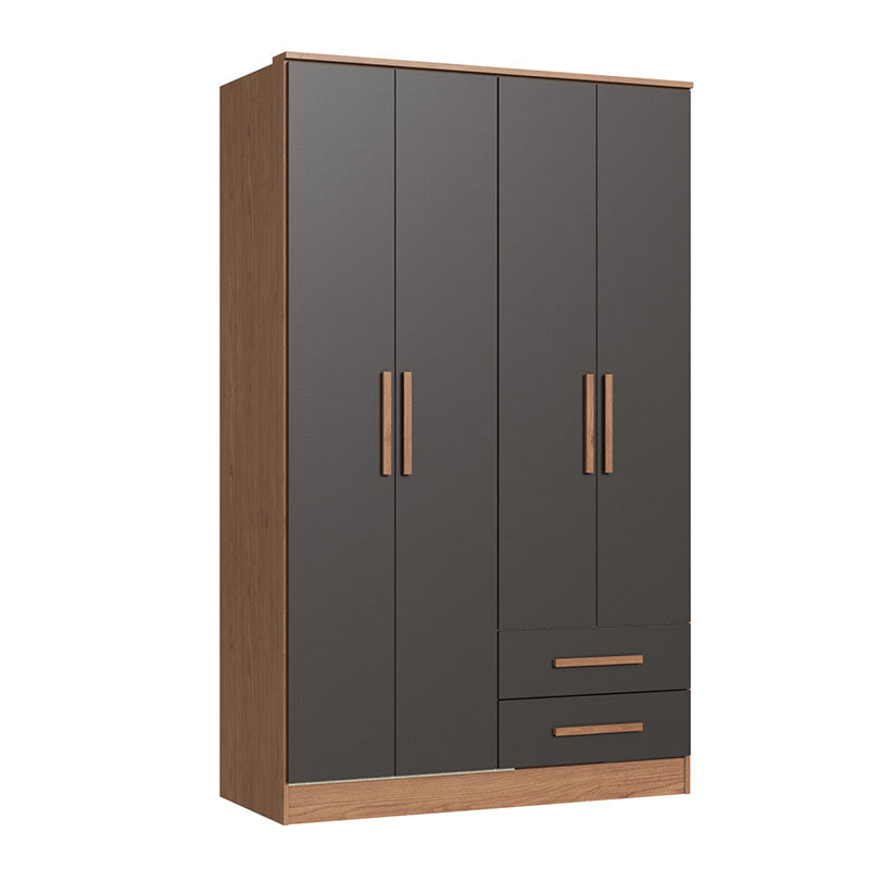 Closet Pequim 4 Puertas 2 Cajones Gris Oscuro