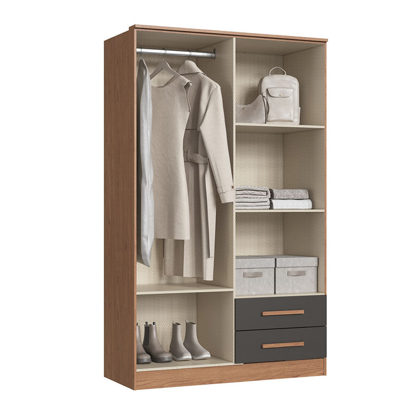 Closet Pequim 4 Puertas 2 Cajones Gris Oscuro
