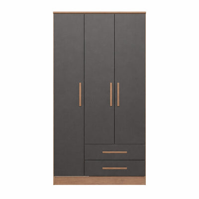Closet Pequim 3 Puertas 2 Cajones Gris Oscuro