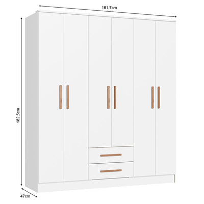 Closet Pequim 6 Puertas 2 Cajones Blanco