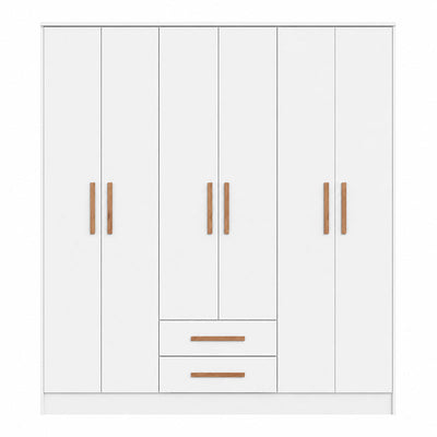 Closet Pequim 6 Puertas 2 Cajones Blanco