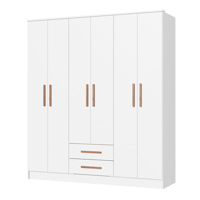 Closet Pequim 6 Puertas 2 Cajones Blanco