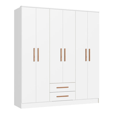 Closet Pequim 6 Puertas 2 Cajones Blanco
