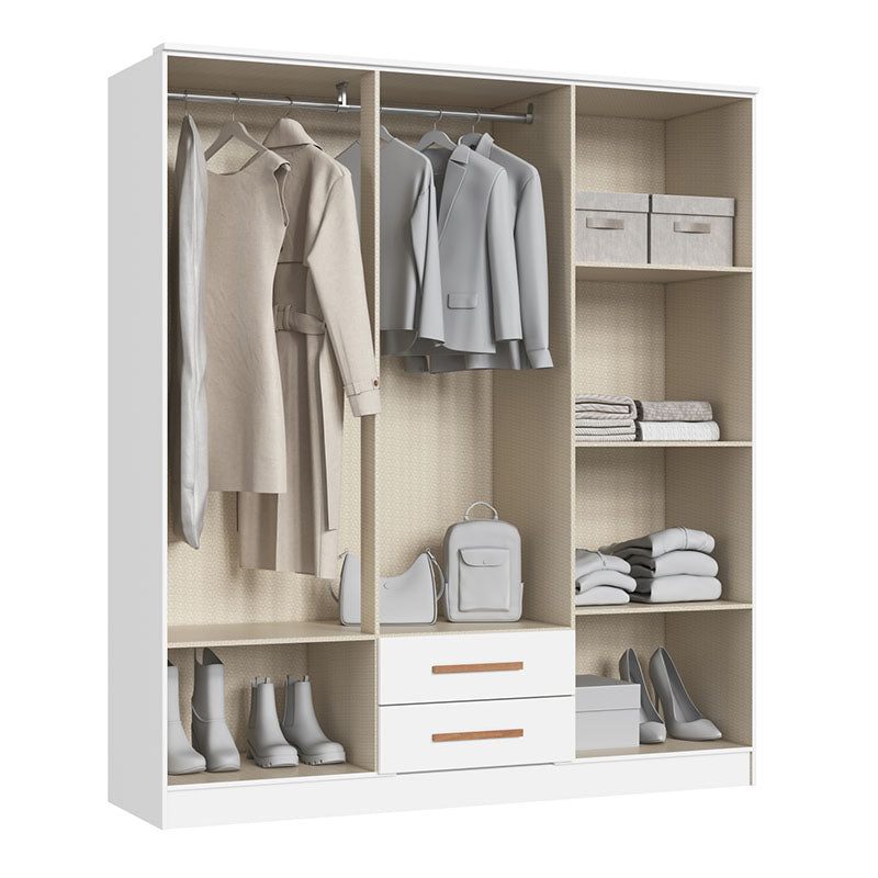 Closet Pequim 6 Puertas 2 Cajones Blanco