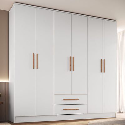 Closet Pequim 6 Puertas 2 Cajones Blanco