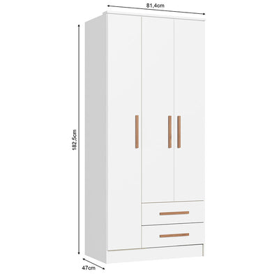 Closet Pequim 3 Puertas 2 Cajones Blanco