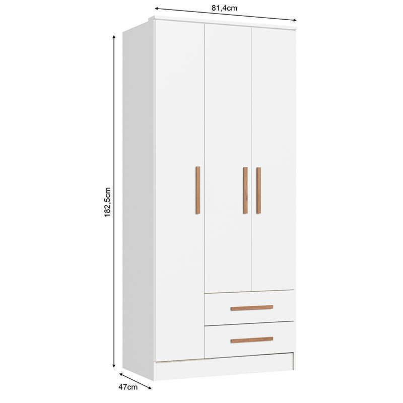 Closet Pequim 3 Puertas 2 Cajones Blanco
