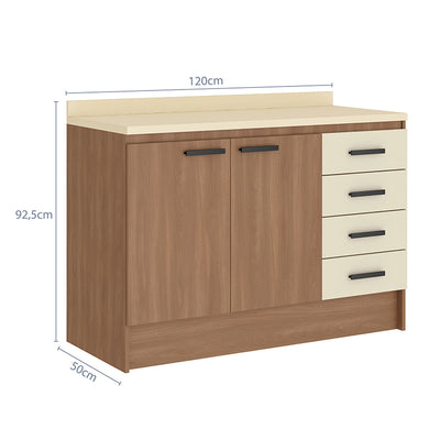 Mueble Base Mia 120 Cm Beige
