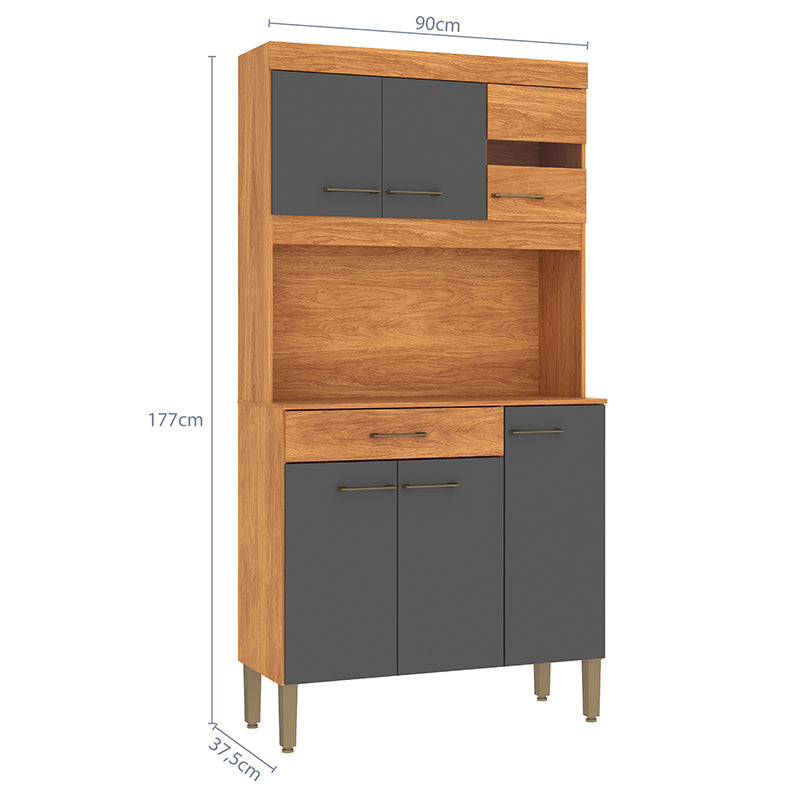 Kit Cocina Carla Grafito 1 Puerta 6 Cajones