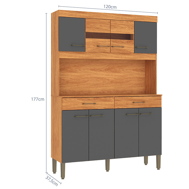 Kit Cocina Laura Grafito 8 Puertas 2 Cajones