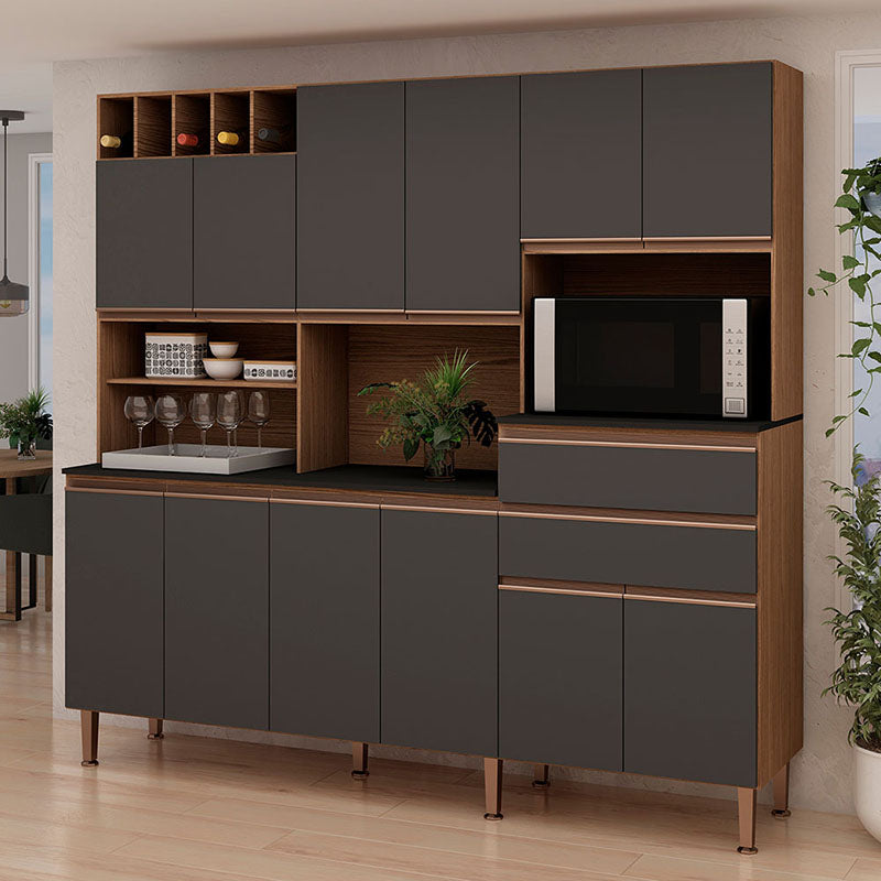 Kit Cocina Malbec Gris 12 Puertas 2 Cajones