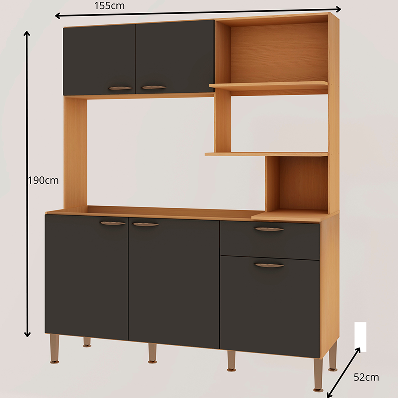 Kit Cocina Bella Gris 4 Puerteas 2 Cajones