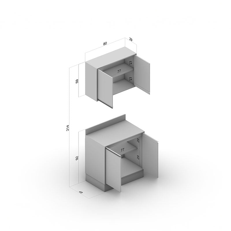 Mueble Koya Base 2 Puertas + Mueble Aéreo 2 Puertas