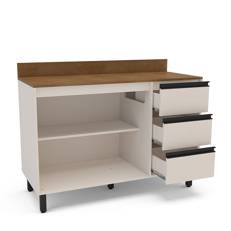 Mueble Base Cocina Koya 2 Puertas 3 Cajones Beige
