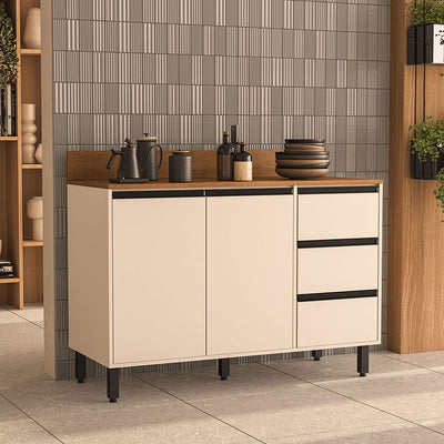 Mueble Base Cocina Koya 2 Puertas 3 Cajones Beige