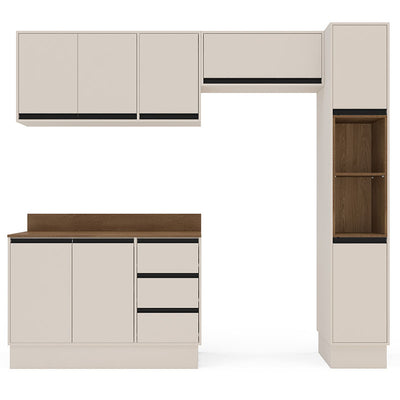 Cocina Modular Koya Con Despensa 8 Puertas Y 3 Cajones - Beige