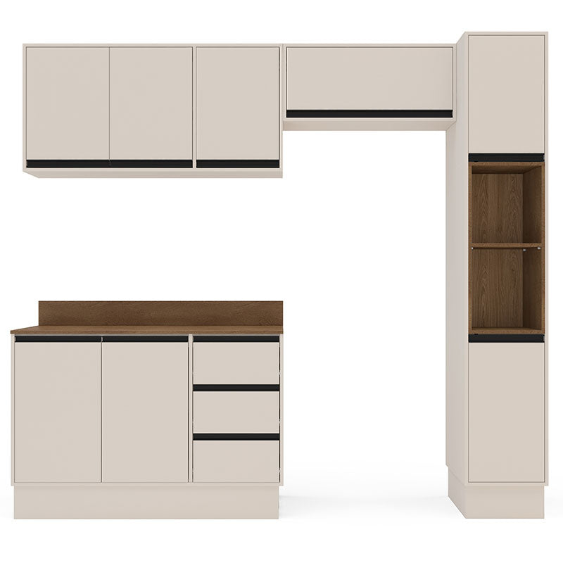Cocina Modular Koya Con Despensa 8 Puertas Y 3 Cajones - Beige