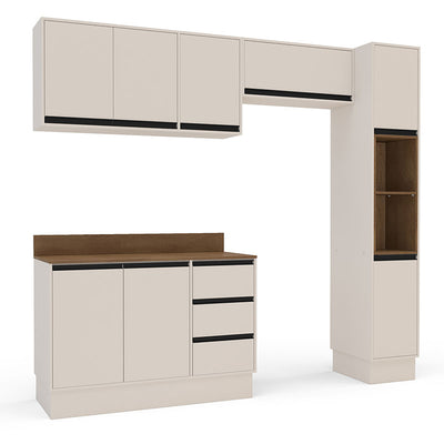 Cocina Modular Koya Con Despensa 8 Puertas Y 3 Cajones - Beige