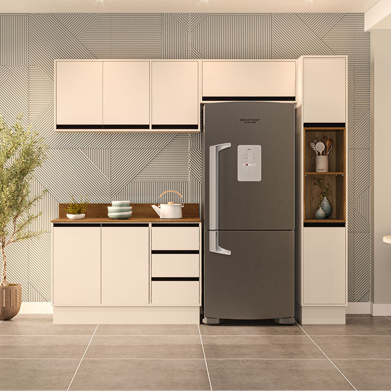 Cocina Modular Koya Con Despensa 8 Puertas Y 3 Cajones - Beige