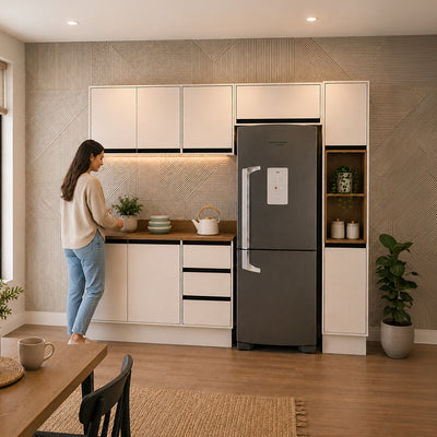 Cocina Modular Koya Con Despensa 8 Puertas Y 3 Cajones - Beige