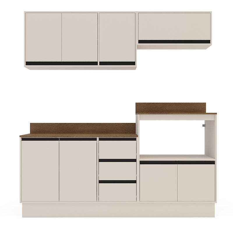 Cocina Modular Koya Con Auxiliar 8 Puertas Y 3 Cajones - Beige