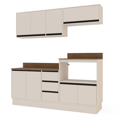 Cocina Modular Koya Con Auxiliar 8 Puertas Y 3 Cajones - Beige