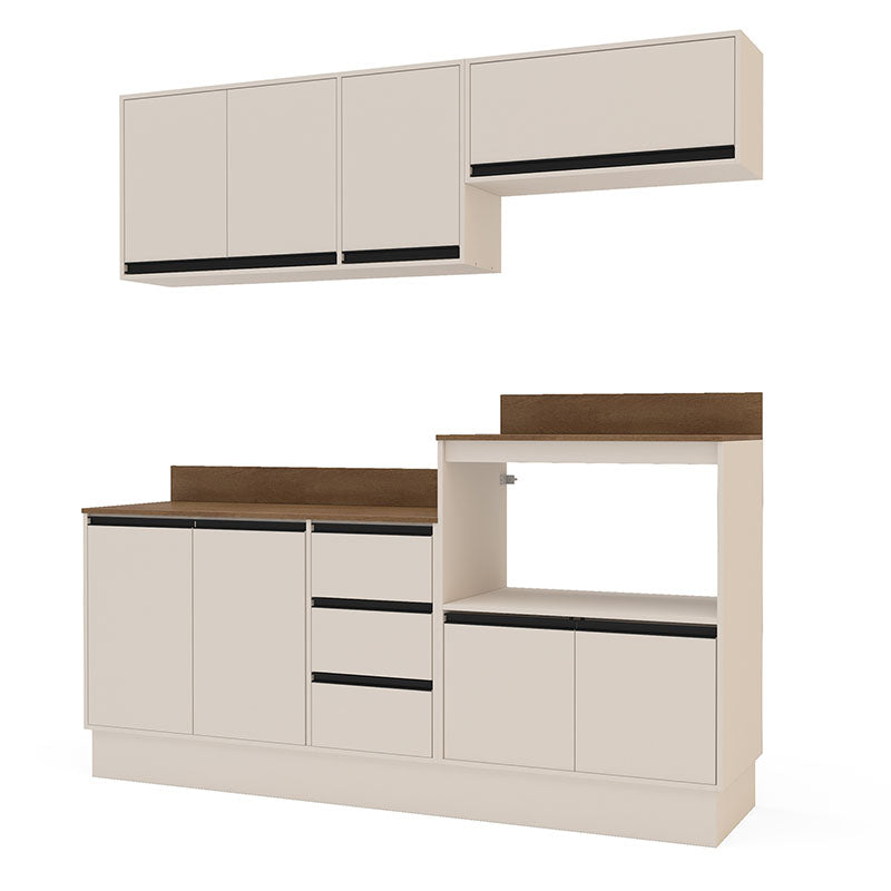 Cocina Modular Koya Con Auxiliar 8 Puertas Y 3 Cajones - Beige